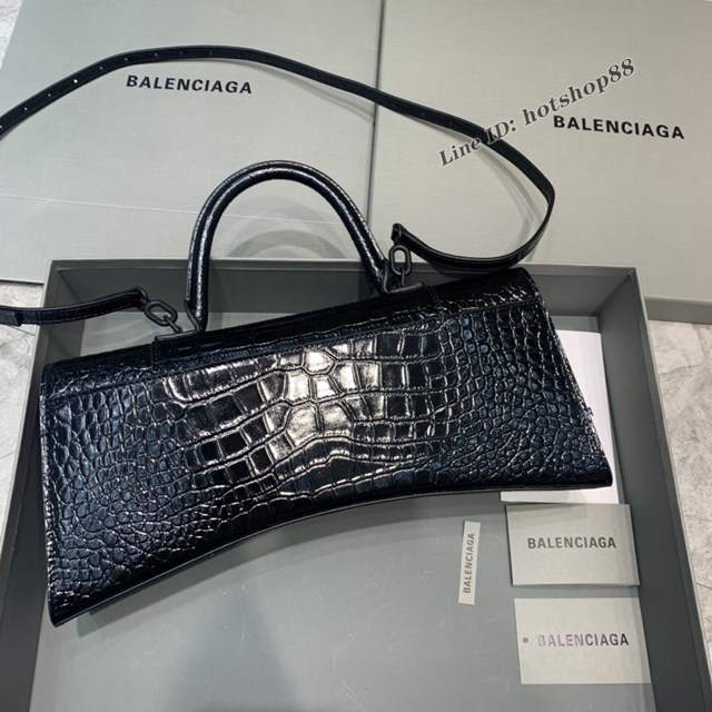 Balenciaga專櫃爆款鱷魚黑黑扣Hourglass沙漏包 巴黎世家長款沙漏包 fyj1832